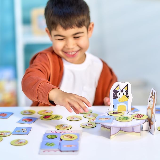 Bluey Fancy Restaurant Game, Join and Bingo as They Match Food Cards to Help Dad Prepare a Special Dinner for Mum, Serve up Fun While Building Memory and Matching Skills, Ages 3+, 2–4 Players
