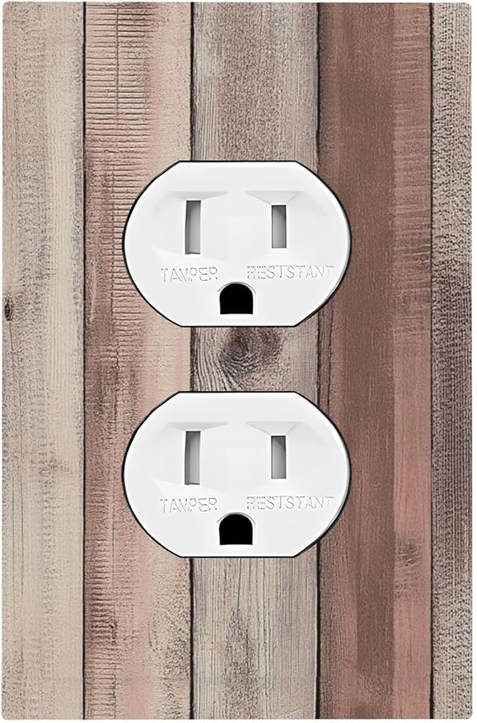 Outlet Covers Vintage Natural Wood Rustic Cinnamon 1 Gang Duplex Light Switch Cover Decorative Switch Plates Electrical Receptacle Faceplate Wall Plate For Farmhouse Cabin Decor