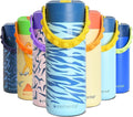 Elemental Insulated Kids Water Bottle, Stainless Steel Water Bottle with Straw Lid & Pop-It Handle, Leak-Proof Water Bottles for School, Boys or Girls, Travelling and Sports, 18oz - Spirit Tiger