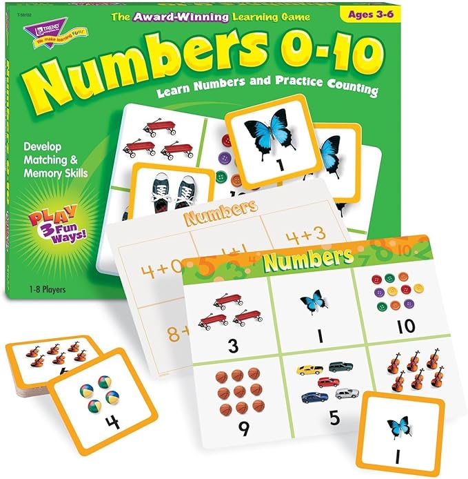 Trend Enterprises: Match Me Game–Numbers 0-10, Learn Numbers and Practice Counting with Photos, Develop Matching and Memory Skills, Play 3 Fun Ways, Ages 3 and Up