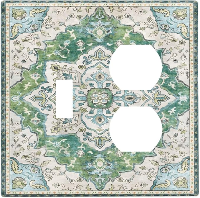 Sage Green Boho Vintage Floral Wallplates 1 Toggle 1 Duplex Switch Plate Electrical GFCI Faceplate Decorative Light Switch Covers for Bedroom Living Room Decor