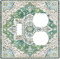 Sage Green Boho Vintage Floral Wallplates 1 Toggle 1 Duplex Switch Plate Electrical GFCI Faceplate Decorative Light Switch Covers for Bedroom Living Room Decor