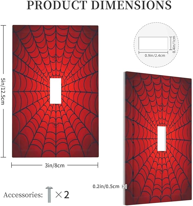 Red Spider Web Black Line Simplicity Decorative Light Switch Cover 1 Gang Single Toggle Device Electrical Faceplate Switchplates Decorator Outlet Wall Plate For Kids Room Home Decor