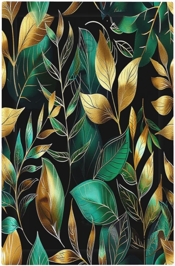 Light Switch Cover Plate Vintage Dark Green Vine Leaf Golden Plants 1 Gang No Device Blank Electrical Wall Plates Faceplate Decorative Switch Plate for Bed Room Cabin Decor