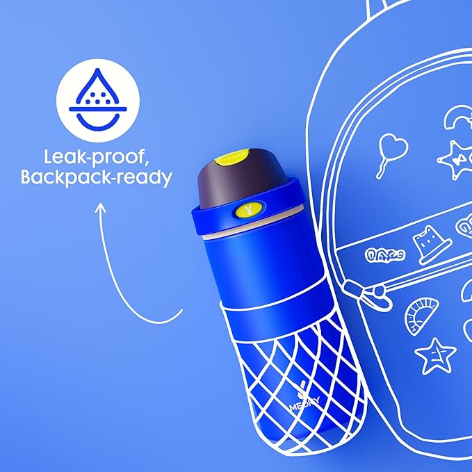 18 oz Insulated Water Bottle for Kids: Meoky Stainless Steel Water Bottle with 2-in-1 Straw and Spout Lid - Leak Proof, Cold for 24 Hours, BPA-Free for Boys School Sports, Celestial Sphere