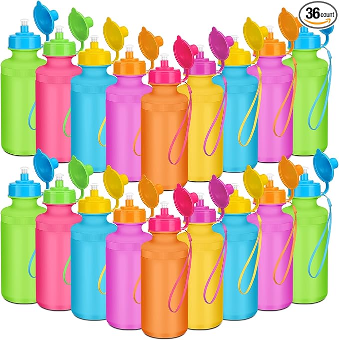 Zubebe 36 Pcs Sports Water Bottles Bulk Squeeze Reusable Bpa-free Plastic Water Bottles End of the Year Gifts Summer Gifts for Students School Travel Hiking Cycling Event Team Gift