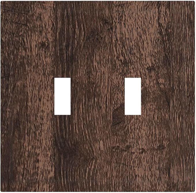Light Switch Cover Plate Rustic Brown Wood Plank Retro Wooden Board 2 Gang Double Switch Plate Covers Toggle Wallplate Decorative Outlet Covers Electrical Switchplate for Farmhouse Home Decor