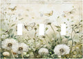 Light Switch Cover Plate Watercolor Butterflies Dandelions Wildflowers 3 Gang Triple Toggle Decorative Switch Plates Wall Plates Electrical Switchplate Faceplate for Bathroom Bedroom Decor