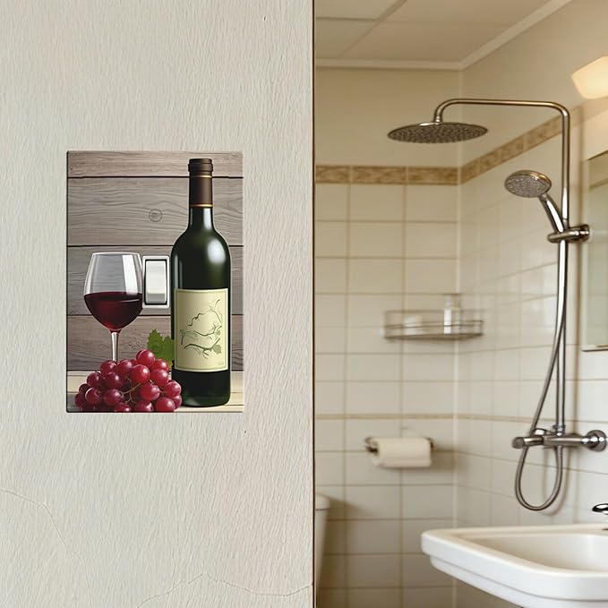 Rustic Wine & Grape Vineyard Scene 1-Gang Toggle Light Switch Plate, Wine Lover's Home Decorative Wall Plate for Kitchen Decor