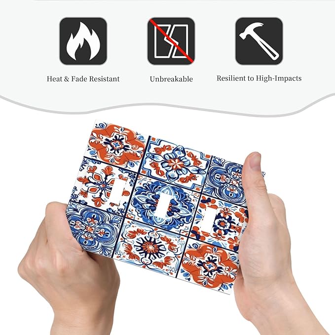 Decorative Switch Plates Colorful Talavera Mexican Tile 3 Gang Wall Plate Triple Toggle Light Switch Cover Faceplate Electrical Wall Panels For Bathroom Kitchen Decor
