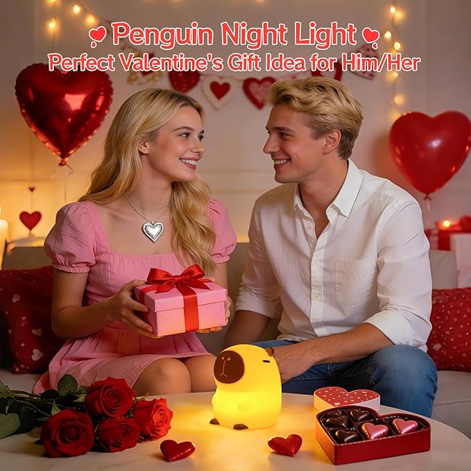Rytinazzz Capybara Night Light, 50-Hour Battery & Pat Control, Squishy Animal Lamp for Kids Room, USB Rechargeable with Timer, Mothers Day Gifts