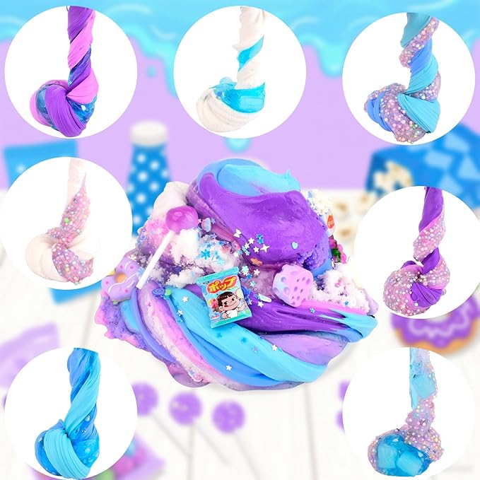 6 Pack Snacks Slime Kit for Kids-Cloud Butter Clear Slimes, Blue & Purple Snacks Slime, Soft and Non-Sticky, Party Favors, Goodie Bag Stuffers, Classroom Rewards, Birthday Gifts for Girls Boys