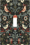 Vintage Birds Berries Mid Century Floral Flower Decorative Light Switch Cover 1 Gang Single Toggle Device Electrical Faceplate Switchplates Decorator Outlet Wall Plate for Bedroom Living Room Decor