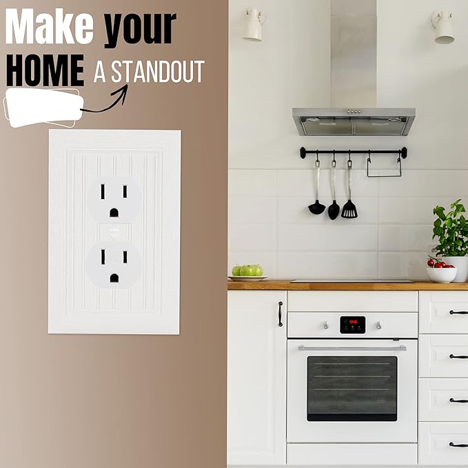 Bates- Classic Beadboard Single Duplex Wall Plate, 4 Pack, White Outlet Covers, Outlet Wall Plate, Outlet Covers, Outlet Plate, Electrical Outlet Cover Plates, Wall Outlet Cover, Duplex Outlet Cover