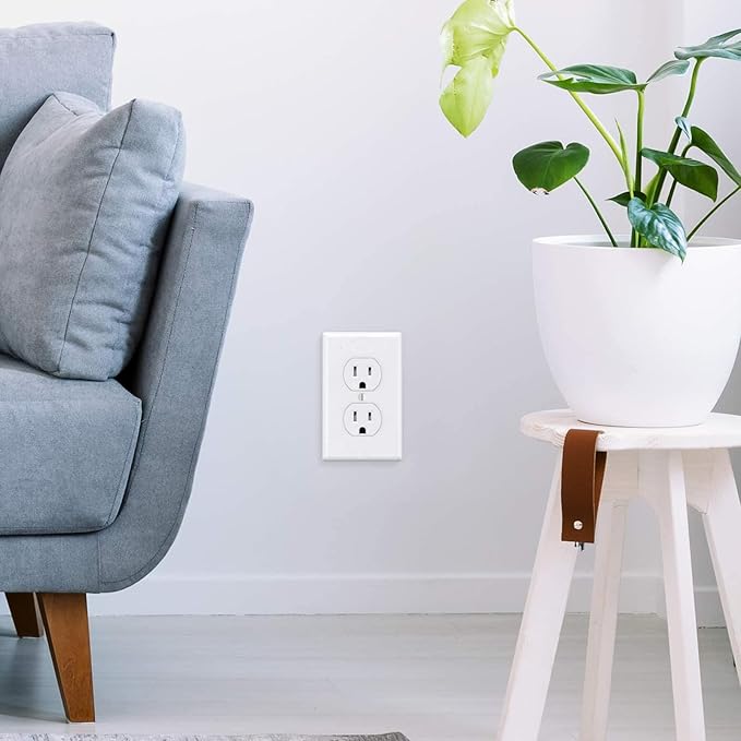 Outlet Covers Wall Plates -Duplex Outlet Covers, 1-Gang Standard Size Wall Plate for Outlets, Duplex Receptacle Wall Plate,Unbreakable Polycarbonate Thermoplastic,UL Listed (12-Pack,White)
