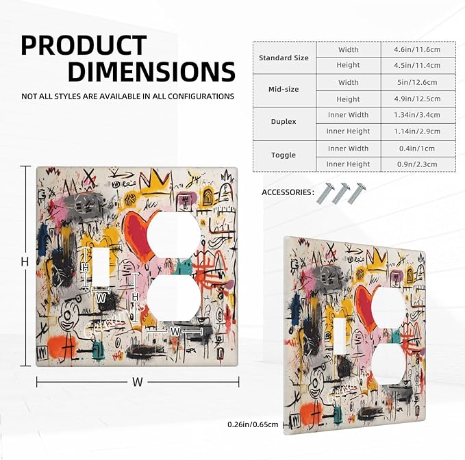 Colorful Graffiti Street Art Banksy Prints Wallplates 1 Toggle 1 Duplex Switch Plate Electrical GFCI Faceplate Decorative Light Switch Covers for Kids Room Office Decor