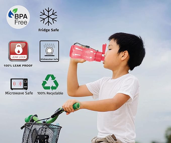 MILTON 16 pack 6 oz Kids Water Bottle for School Leak Free Flip Lid- Portable Small Sports Water Bottle for Adults Carry Strap Party Favors for Kids Treats Prizes Gifts Goodie Bag Stuffers Bulk Pack
