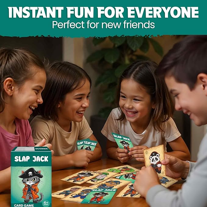 QUOKKA Slap Jack Card Game for Kids Ages 4–8 – Fun Family Game with Cute Characters, Perfect for Travel, Playdates, Family Time – Educational & Engaging Playing Cards for Kids, Easy to Learn