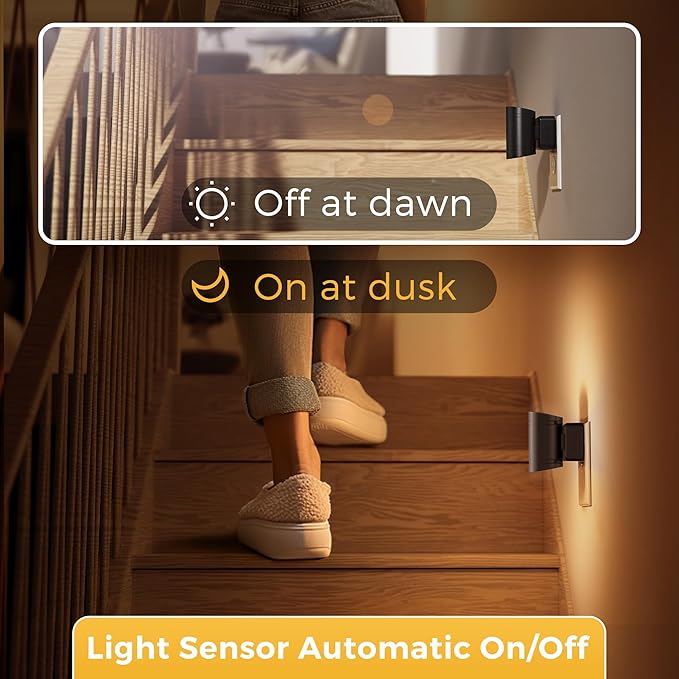 L LOHAS LED Night Light, Dimmable Night Lights Plug into Wall,2 Pack 3CCT Nightlight for Kids,180° Rotatable, 3000K/4000k/5000K Adjustable Night Lights with Dusk to Dawn Sensor for Bedroom Bathroom