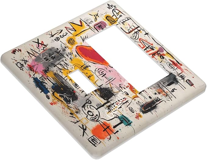 Colorful Graffiti Street Art Banksy Prints Outlet Covers 1 Toggle 1 Rocker Combination Decorative Wall Plate Electrical Switch Plates Light Switch Cover Plate for Kids Room Office Decor