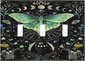 Moon Phase Butterfly Wildflower Plant Mysterious Night Moonlit Decorative Switch Plates 3 Gang Wall Plate Triple Toggle Light Switch Cover Faceplate Electrical Wall Panels for Bedroom Living Room