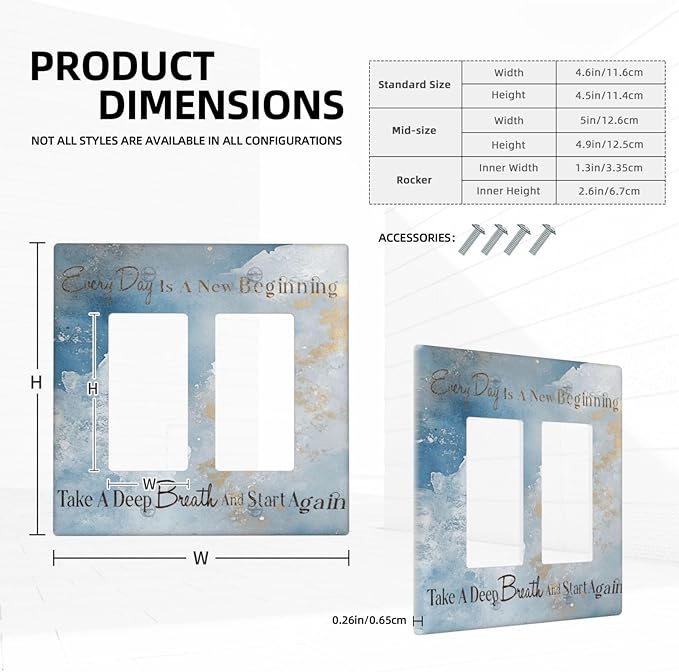 Decorative Outlet Covers Motivational Quotes Blue Abstract Texture 2 Gang Light Switch Cover Plate Double Rocker Wall Plates for Electrical Outlets Switch Plate Covers for Home Decor