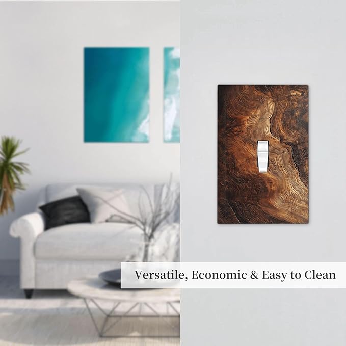Natural Wood Grain Texture Old Tree Trunk Print Decorative Light Switch Cover 1 Gang Single Toggle Device Electrical Faceplate Switchplates Decorator Outlet Wall Plate for Farmhouse Home Decor