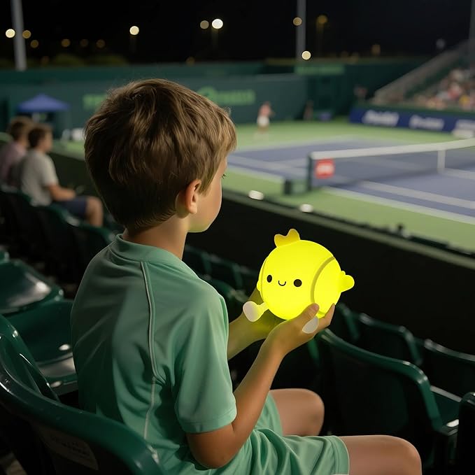 CoolGift Mart Tennis Gifts, Cute Tennis Ball Silicone Night Light, Touch Control & Timer, Suitable for Breastfeeding Reading Working Sleep for Baby Kids Teens Adults Tennis Lovers