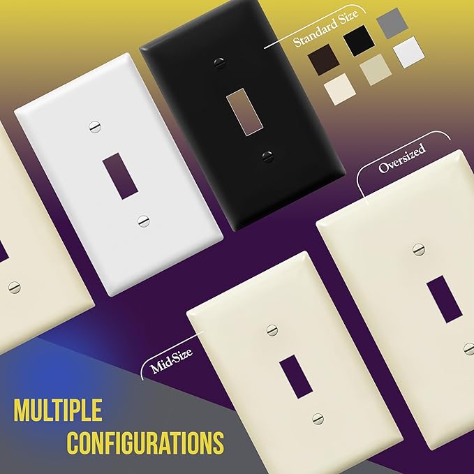 ENERLITES Toggle Light Switch Wall Plate, Gloss Finish, Jumbo Switch Cover, Oversized 1-Gang 5.5" x 3.5", Unbreakable Polycarbonate Thermoplastic, 8811O-LA, Light Almond