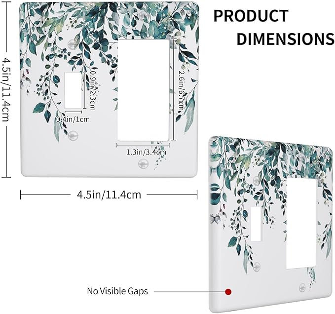 Decorative Outlet Covers Green Eucalyptus Boho Olive Leaves Country 2 Gang 1 Gang Wall Plate Single Toggle Rocker Combination Light Switch Covers Plate Jumbo Switch Plate Cover