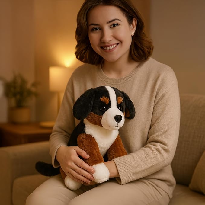 WEIGEDU Bernese Mountain Dog Stuffed Animals Puppy Plush Toys for Boy Girl Kids Gift Birthday, 12 inches