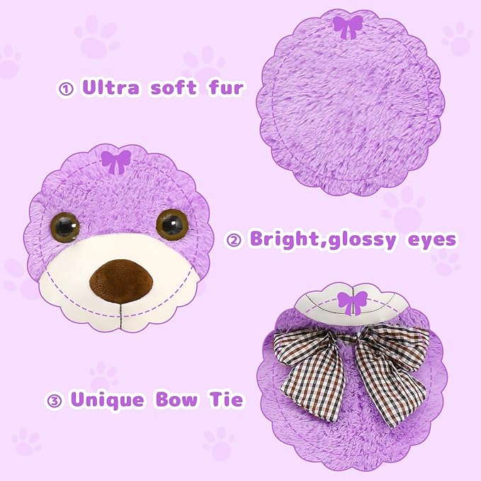MaoGoLan Giant Teddy Bear 4 Feet,Adorable and Cuddly Big Bear Stuffed Animal 47", Classic Teddy Bear Plush Gift Decoration for Baby Shower,Party,Birthday,Valentines Day,Purple