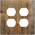 Brown Wood Vintage Rustic Old Board Outlet Covers 2 Gang Double Duplex Decorative Light Switch Covers Electrical Wallplates Socket Faceplate for Farmhouse Home Decor
