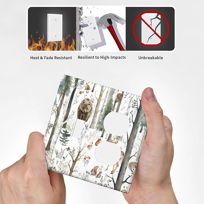 Snow Bear Fox Deer Forest Squirrel Wild Life Animal Wallplates 1 Toggle 1 Duplex Switch Plate Electrical GFCI Faceplate Decorative Light Switch Covers for Farmhouse Kids Room Decor