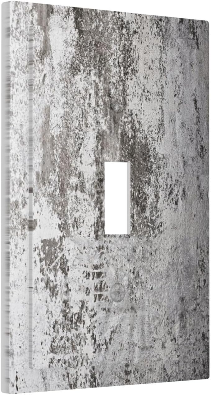 Light Switch Cover Plate Gray White Speckled Weathered Concrete Wall 1 Gang Wall Plate Cover Single Toggle Outlet Covers Decorative Switch Plate Covers Electrical Faceplate for Bedroom Home