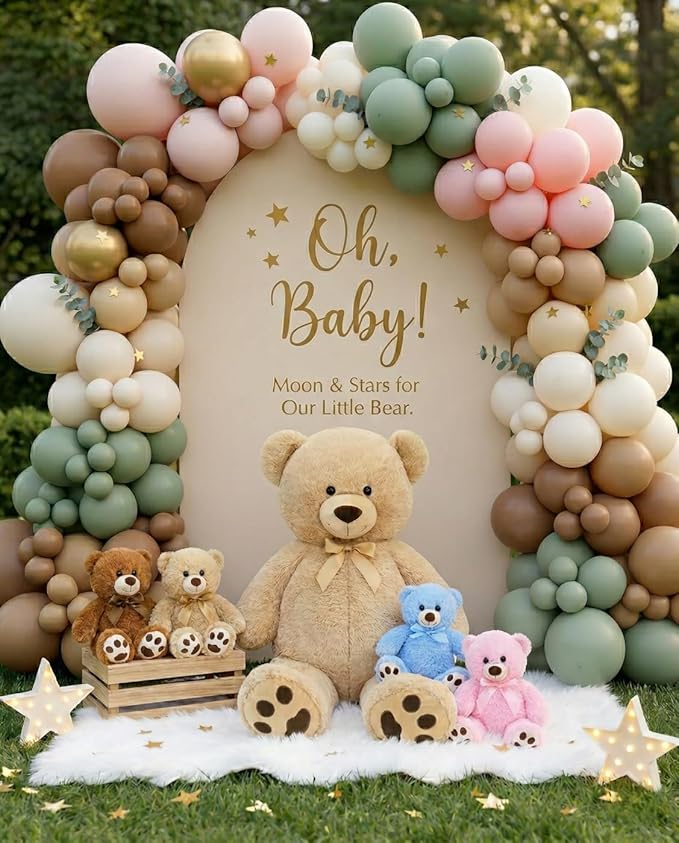 MaoGoLan 5Pcs Big Teddy Bear Plush with 4 Babies,41" Cuddly Giant Bear Stuffed Animal with Zipper Storage for Small Teddy Bear Plushies in Bulk for Baby Shower,Party Favor,Decorations,Kids,Adults