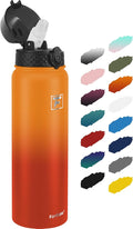 Fanhaw 32 oz Insulated Stainless Steel Water Bottle with Straw Lid, Leakproof Sports Bottle for Men, Women & Teens (Yellow Orange)