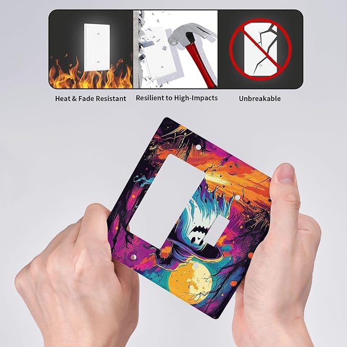 Outlet Covers Ghost Colorful Forest Moon Dead Tree 1 Toggle 1 Rocker Combination Decorative Wall Plate Electrical Switch Plates Light Switch Cover Plate For Nursery Kids Room Decor