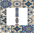 Decorative Outlet Covers Mandala Decorative Tile Talavera Moroccan Tiles 2 Gang Double GFCI Rocker Electrical Wall Panels Light Switch Cover Plate for Bedroom living Room Decor