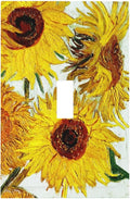 Rustic Sunflower Oil Painting Vintage Flowers Decorative Light Switch Cover 1 Gang Single Toggle Device Electrical Faceplate Switchplates Decorator Outlet Wall Plate for Bed Room Living Room Decor