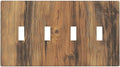 Light Switch Covers Vintage Rustic Country Brown Wood Quad Toggle Electrical Faceplate 4 Gang Wall Plate Decorative Switch Plates For Farmhouse Cabin Decor
