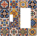 Mexican Talavera Tiles Flower Vintage Outlet Covers 1 Toggle 1 Rocker Combination Decorative Wall Plate Electrical Switch Plates Light Switch Cover Plate for Kitchen Bathroom Decor
