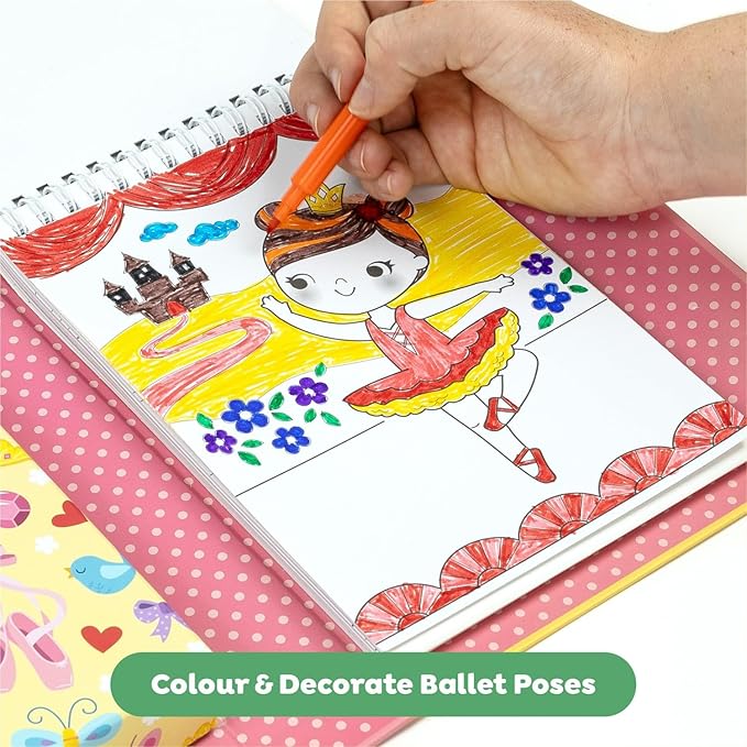 Schylling Tiger Tribe Ballet Coloring Set - Travel Take Along Art Kit - All Supplies Included - Easy Storage - Ages 3+ - 14014, Small