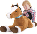 Tezituor 35 Inches Realistic Horse Stuffed Animal, 3ft Large Stuffed Pony Plush Farm Toy, Hugging Soft Darkbrown Horse Plush Pillow Gift for Boys Girls Birthday Decor