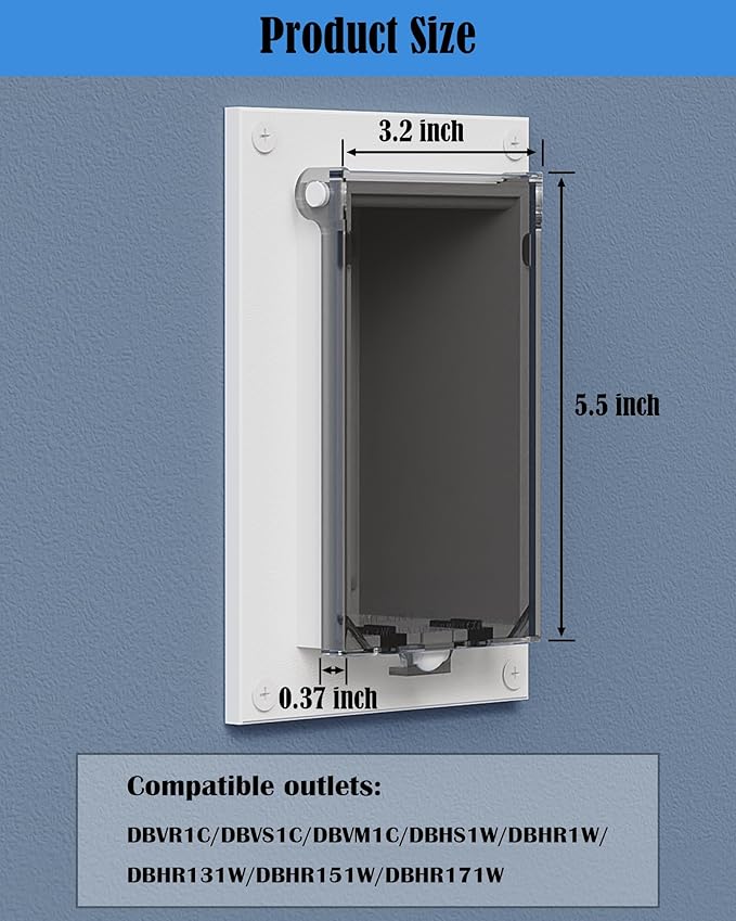 Type 3r Enclosure Cover, DBVC-1 Outdoor Outlet Cover for Wet Locations (Vertical), Electrical Box Replacement Cover for DBVR1C/DBVS1C/60VC in Box Electrical Outlet Box - Clear(3-Pack)