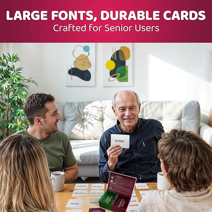 QUOKKA Elderly Memory Games for Seniors – 202 Cards for Alzheimer's or Dementia Activities – Expression Brain Card Games for Seniors with Dementia – 2 Levels, Visual Clues, Premium Gift Box