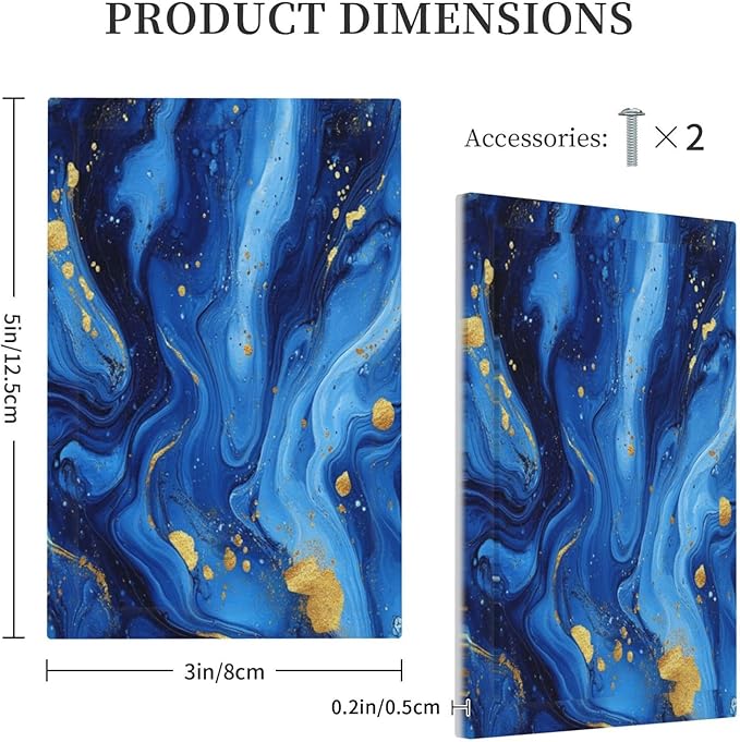 Light Switch Cover Plate Navy Blue Gold Marble Abstract Luxury 1 Gang Blank No Device Decorative Outlet Covers Electrical Wall Plate Switchplate for Bathroom Home Decor