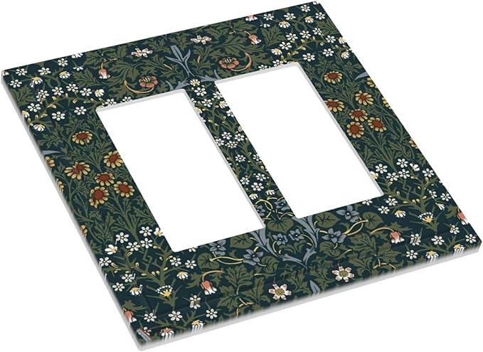 Decorative Outlet Covers Colorful Floral Boho Flower Plant Leaf 2 Gang Double Gfci Rocker Electrical Wall Panels Light Switch Cover Plate For Bed Room Living Room Decor