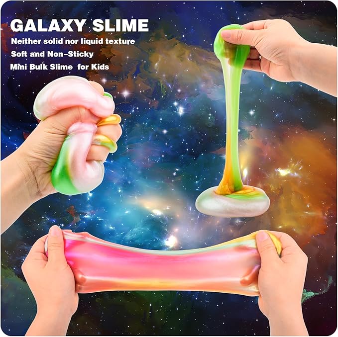 68 Pack Galaxy Slime Kit, Mini Bulk Easter Slime Party Favors, Valentines Day Birthday Gift, Goodie Bag Stuffers, Classroom Reward for Kids Girls Boys 8-12, Valentine Halloween Christmas Slime Toys