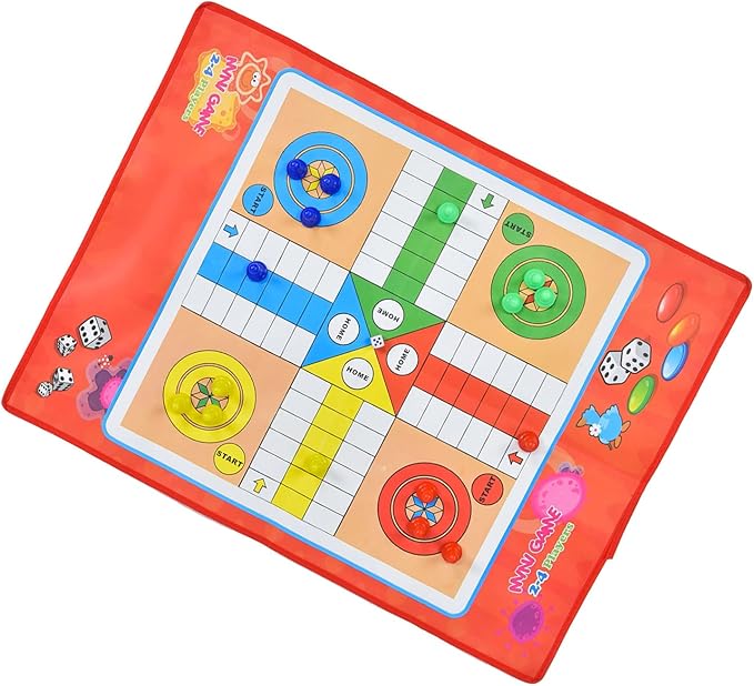 Pongnas NonWoven Snakes and Ladders Kids Ludo Game Board Set for Family Fun and Educational Play